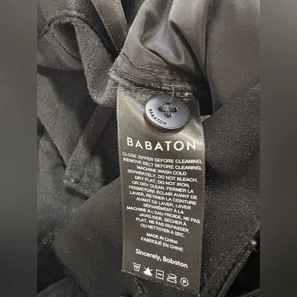 Babaton Aritzia Black Pleather Paper Bag waist with belt, pockets. - Picture 6 of 7